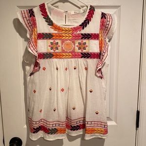 Ark NC Embroidered Ruffle Sleeve Top